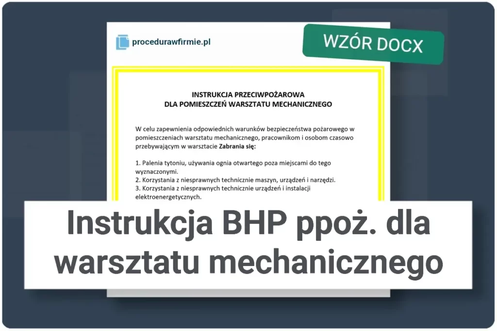 instrukcja bhp ppoz dla warsztatu mechanicznego wzor docx