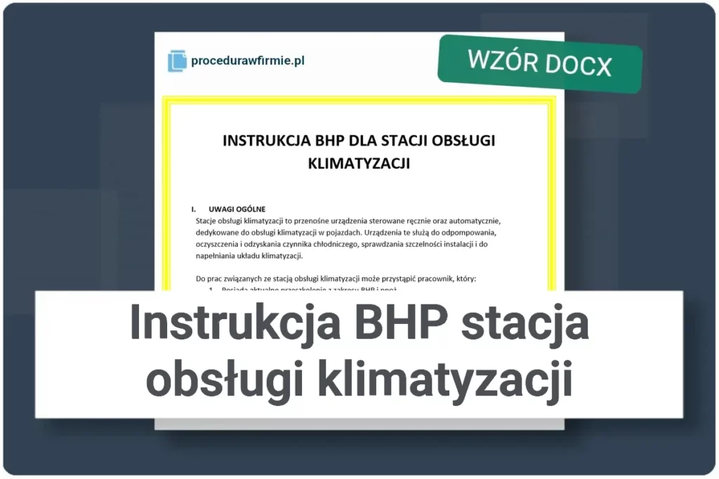 Instrukcja BHP stacja obsługi klimatyzacji