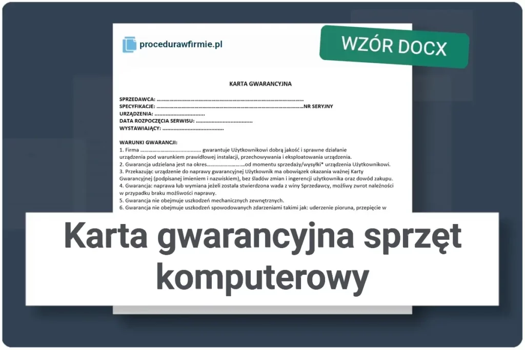 Karta gwarancyjna sprzęt komputerowy