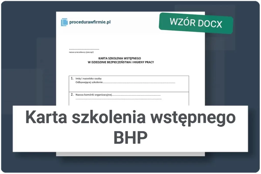 Karta szkolenia wstepnego BHP wzor DOCX do pobrania