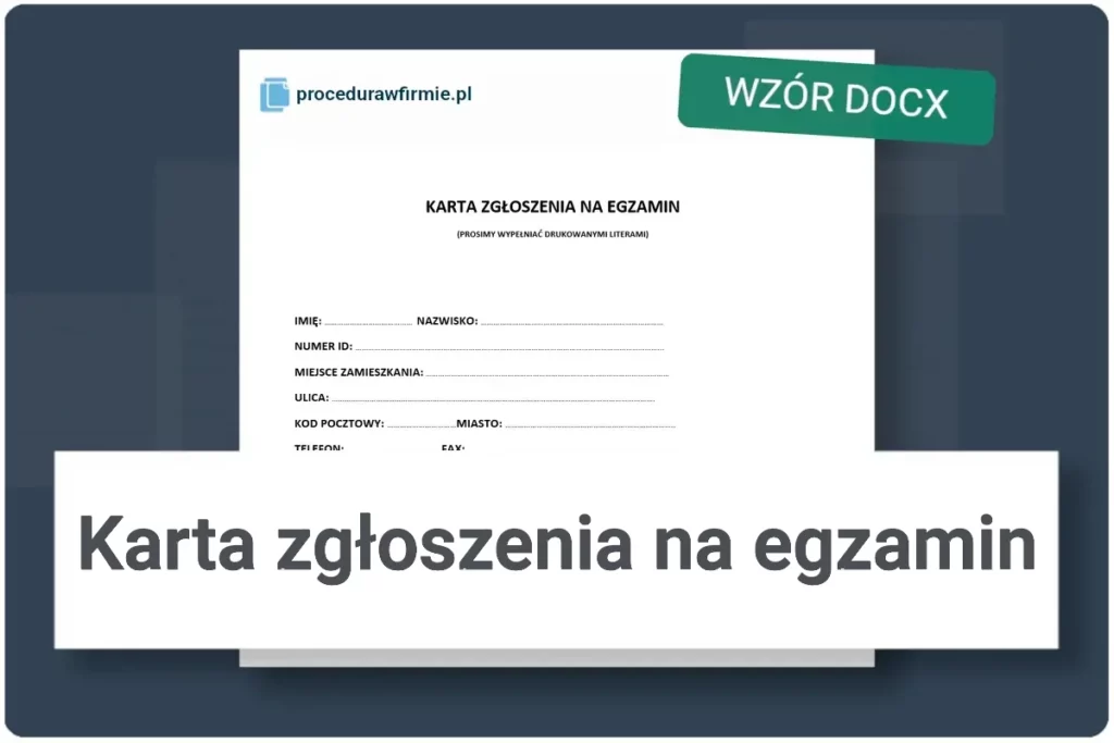 Karta zgłoszenia na egzamin