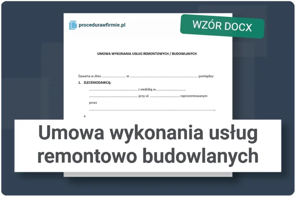 Umowa wykonania uslug remontowo budowlanych wzor pliku DOCX do pobrania