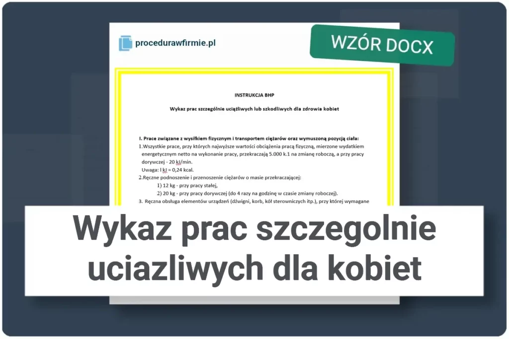 Wykaz prac szczegolnie uciazliwych dla kobiet