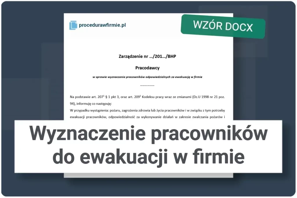 Wyznaczenie pracownikow odpowiedzialnych za ewakuacje wzor DOCX