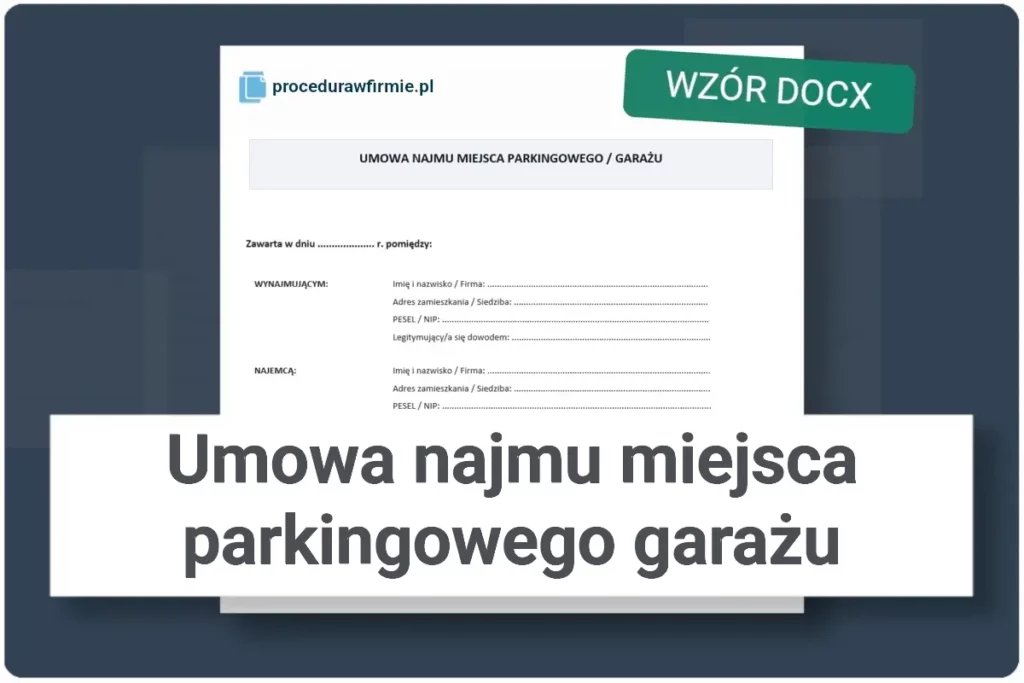 Umowa najmu miejsca parkingowego garażu