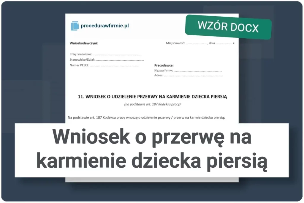 Wniosek o udzielenie przerwy na karmienie dziecka piersią