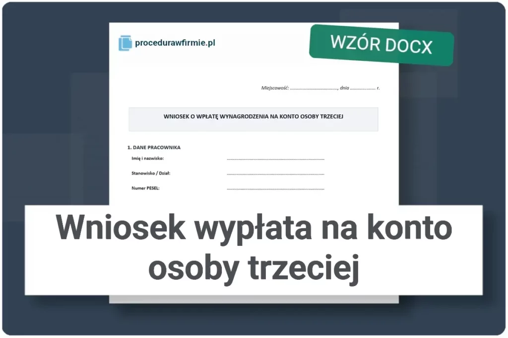 Wniosek o wpłatę wynagrodzenia na konto osoby trzeciej