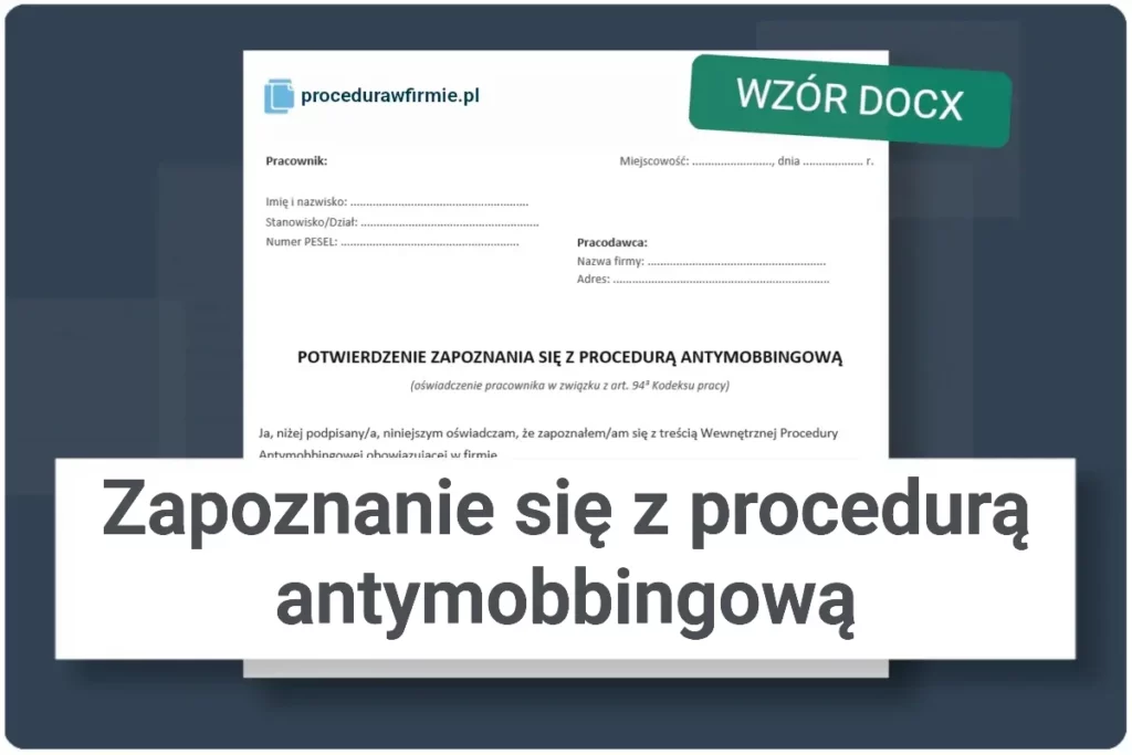 Zapoznanie się z procedurą antymobbingową